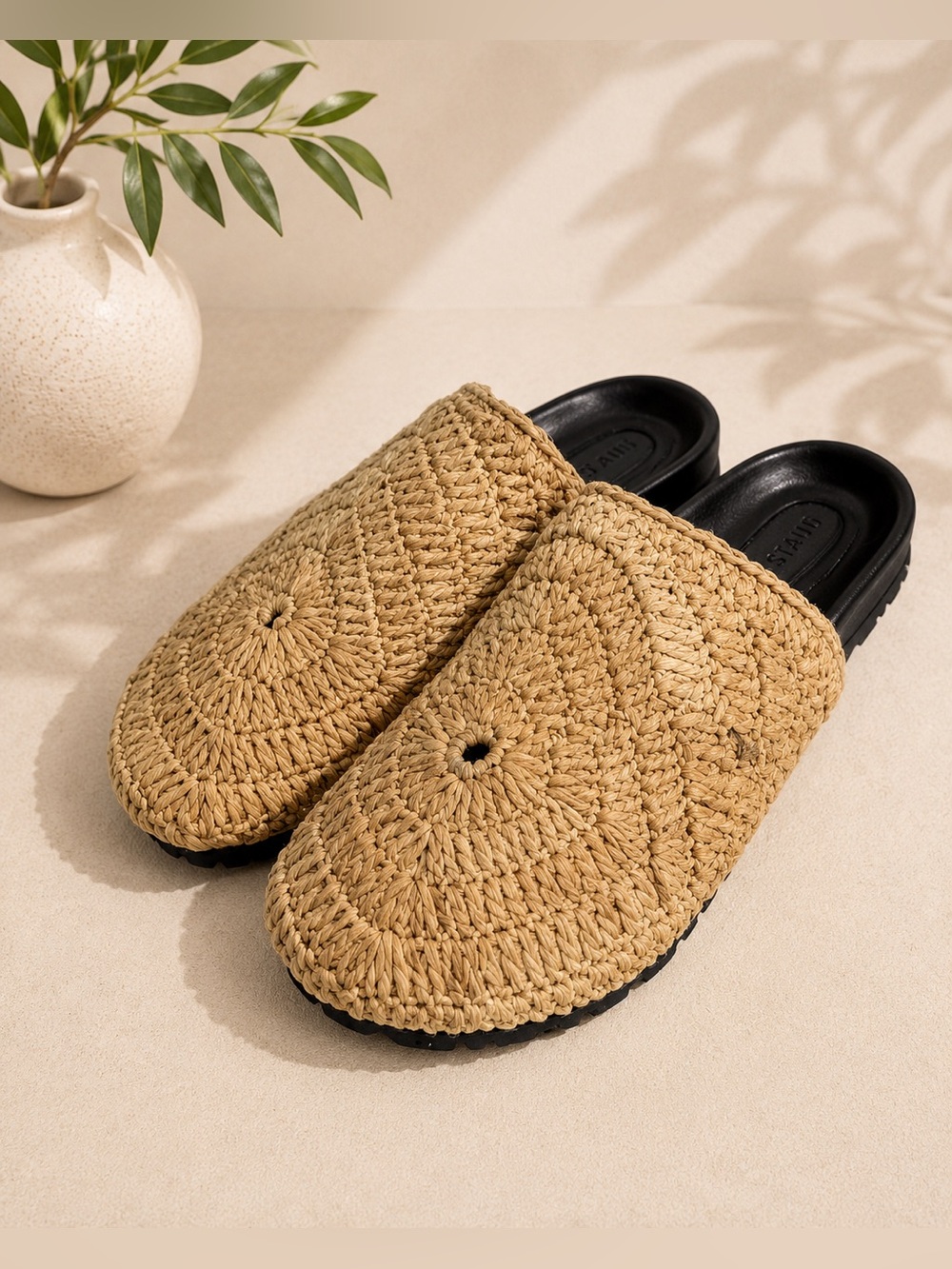 STAUD Dia Raffia Mule Size 35 NWOB Made in Portugal Woven Slides - Picture 6 of 11
